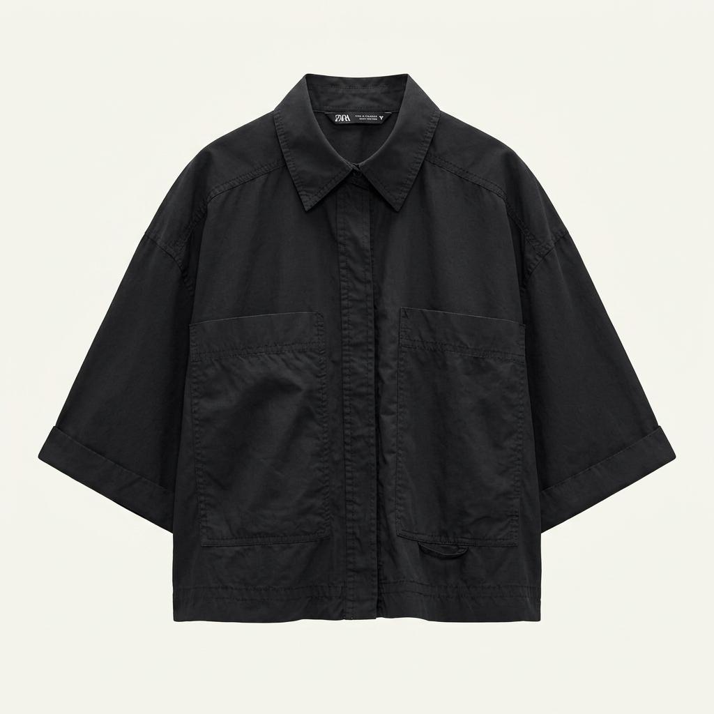 ZARA 숏 블랙 셔츠 1