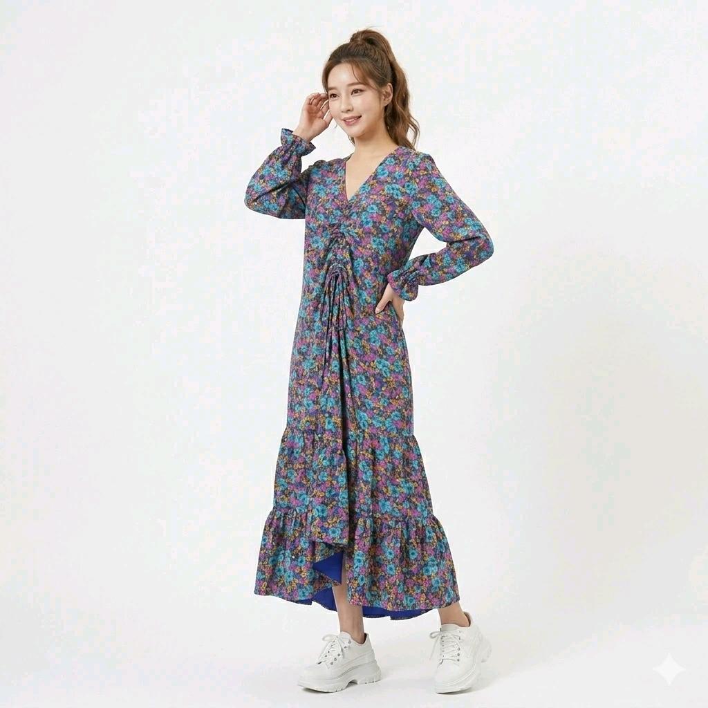 고퀄 꽃무늬 셔링 롱 원피스(임부복 가능) 7