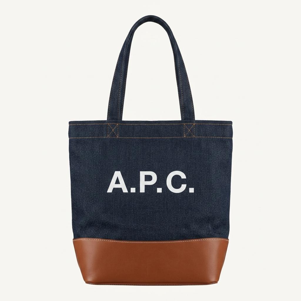 A.P.C. 데님 토트백 브라운