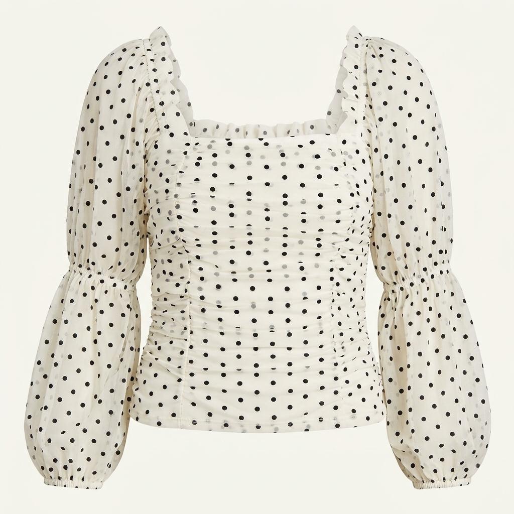 H&M 매쉬 도트 크롭 블라우스