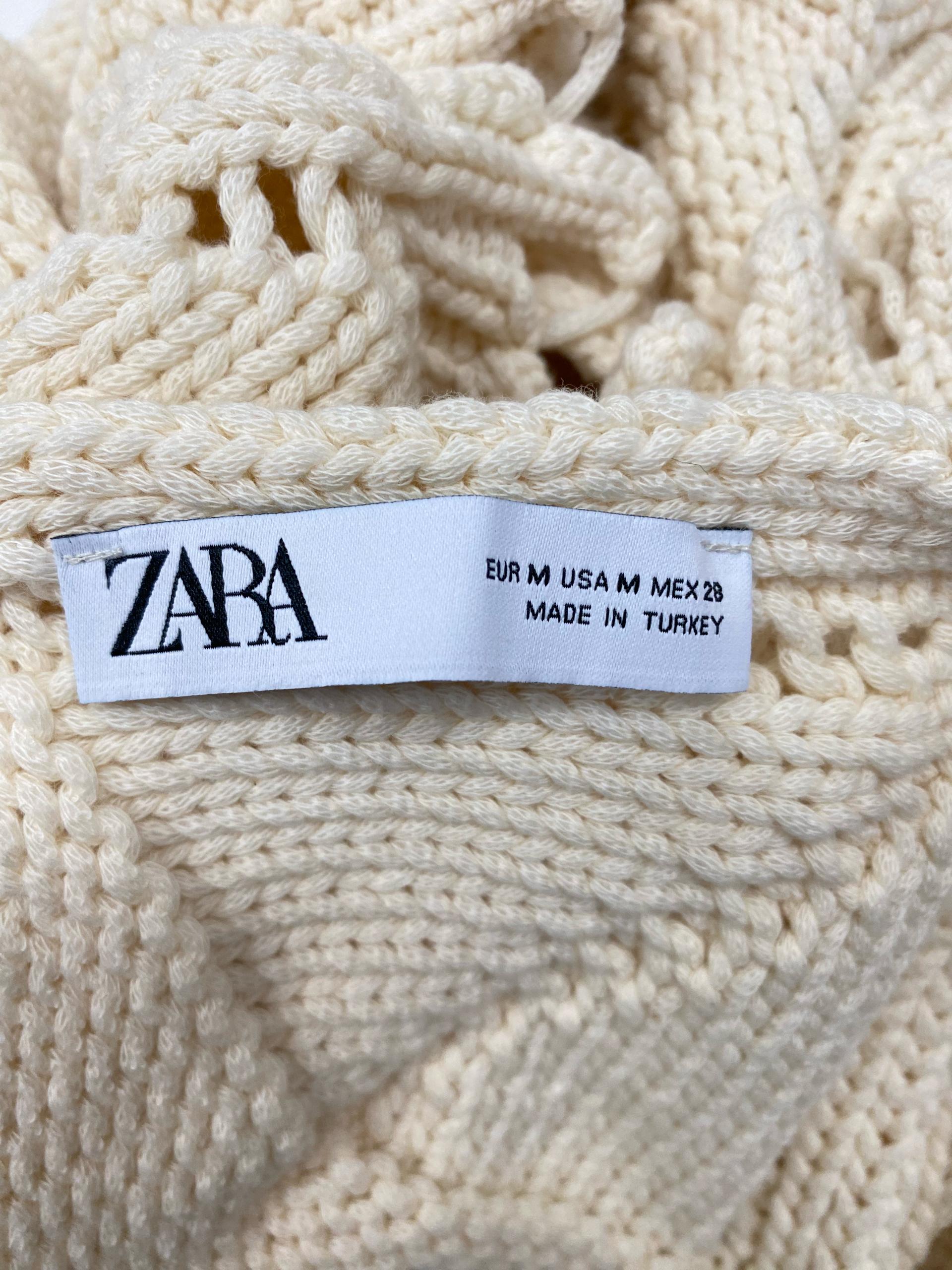 자라(Zara) 크림색 오픈 크로셰 니트 크롭 164 9