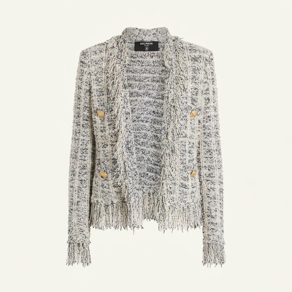 2019 BALMAIN tassel tweed jacket 1