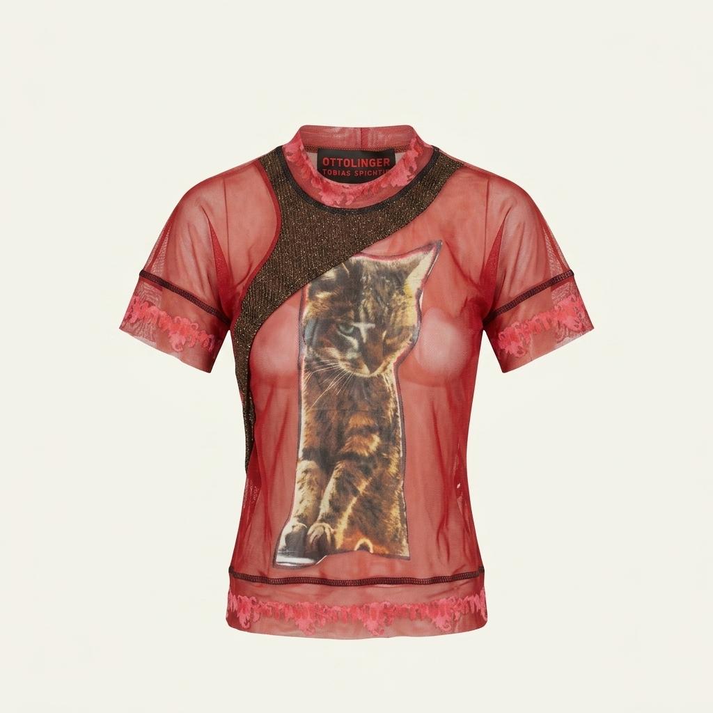 Ottolinge Mesh T-Shirt in Tobias Spichtig Red 1