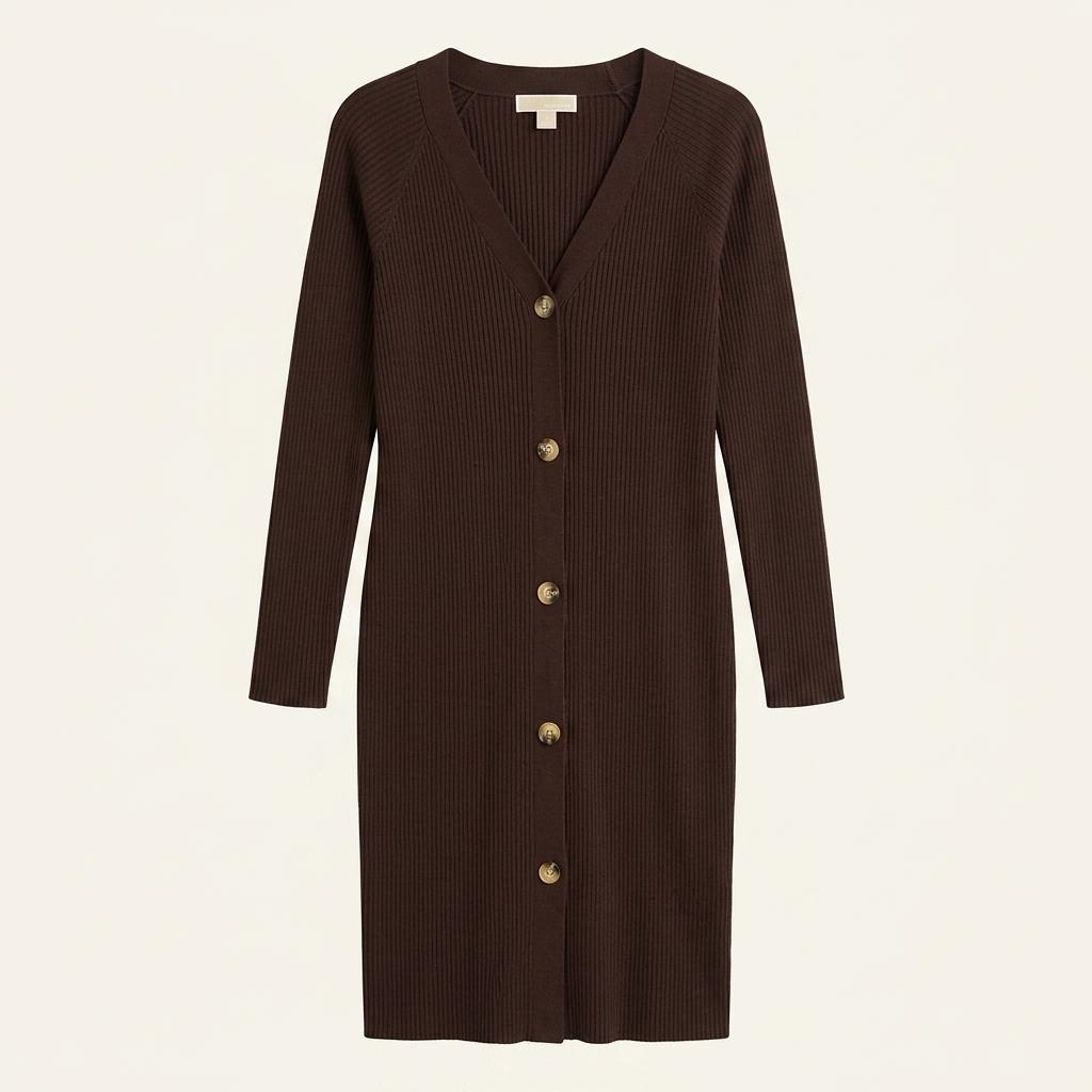 H&M 골지 니트 롱 원피스 브라운 1