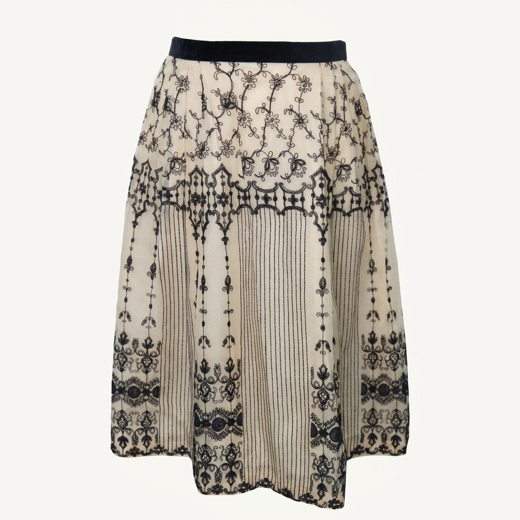 #MAX MARA 막스마라 실크 100% 자수 포인트 플라워 스커트 (4961) 1