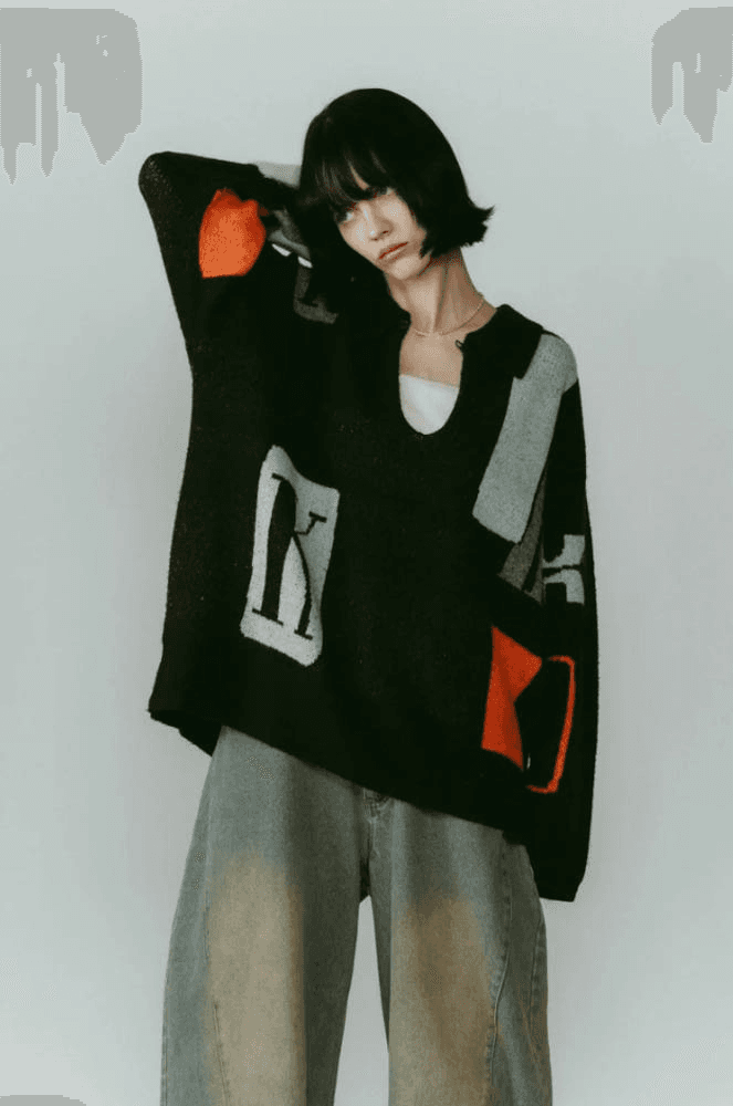 [크누스마프] KNUTH MARF K 디자인 니트 풀오버 BLACK 10