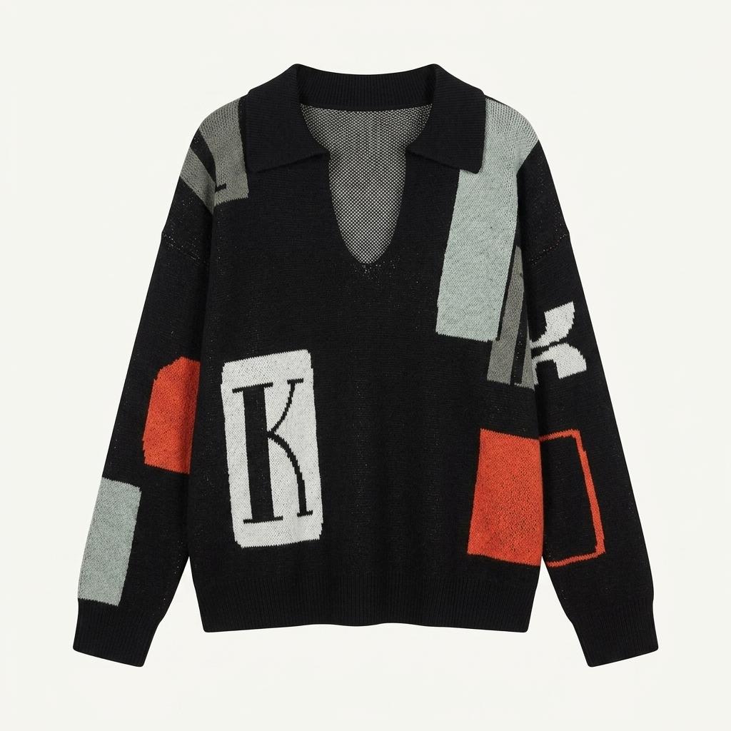 [크누스마프] KNUTH MARF K 디자인 니트 풀오버 BLACK 1