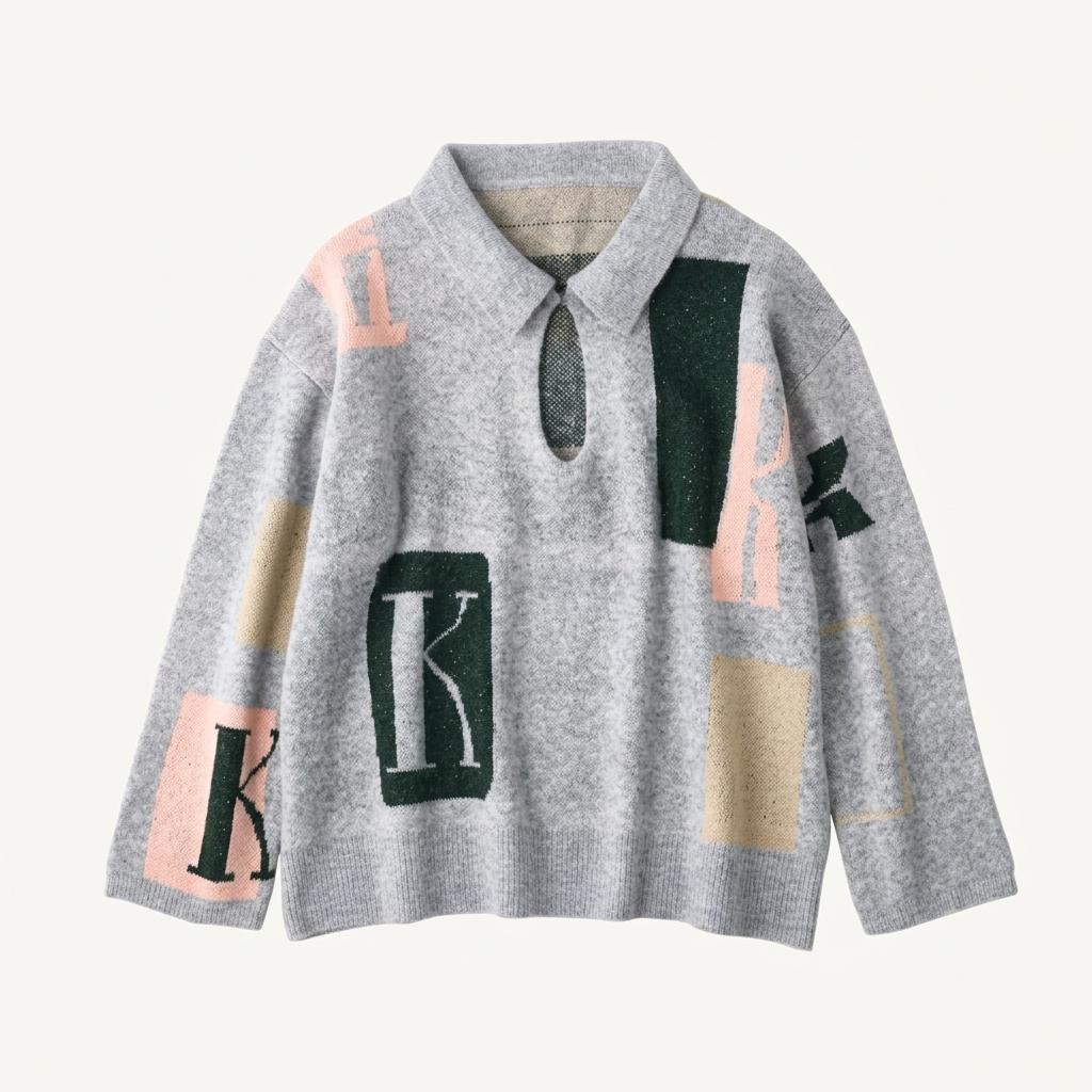 [크누스마프] KNUTH MARF K 디자인 니트 풀오버 GRAY 1