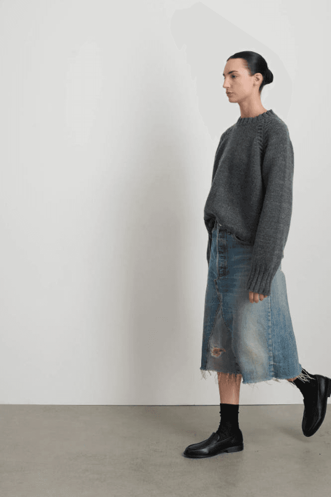 [비사이드] B SIDES VINTAGE INSERT SKIRT-VINTAGE INDIGO 5