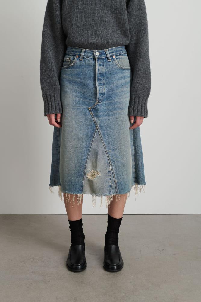 [비사이드] B SIDES VINTAGE INSERT SKIRT-VINTAGE INDIGO 7