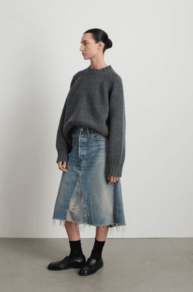 [비사이드] B SIDES VINTAGE INSERT SKIRT-VINTAGE INDIGO 3
