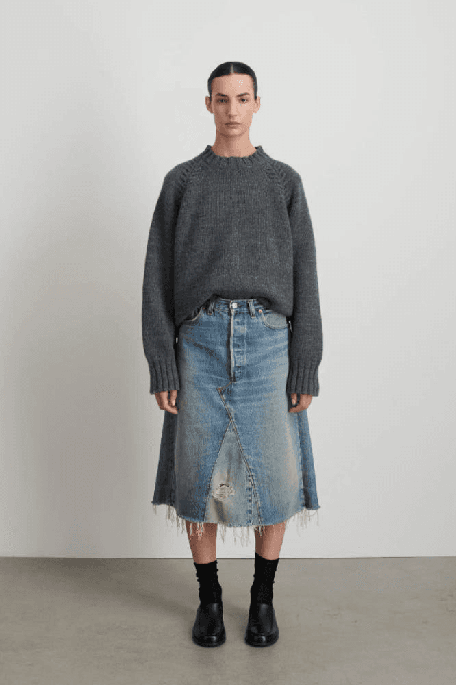 [비사이드] B SIDES VINTAGE INSERT SKIRT-VINTAGE INDIGO 2