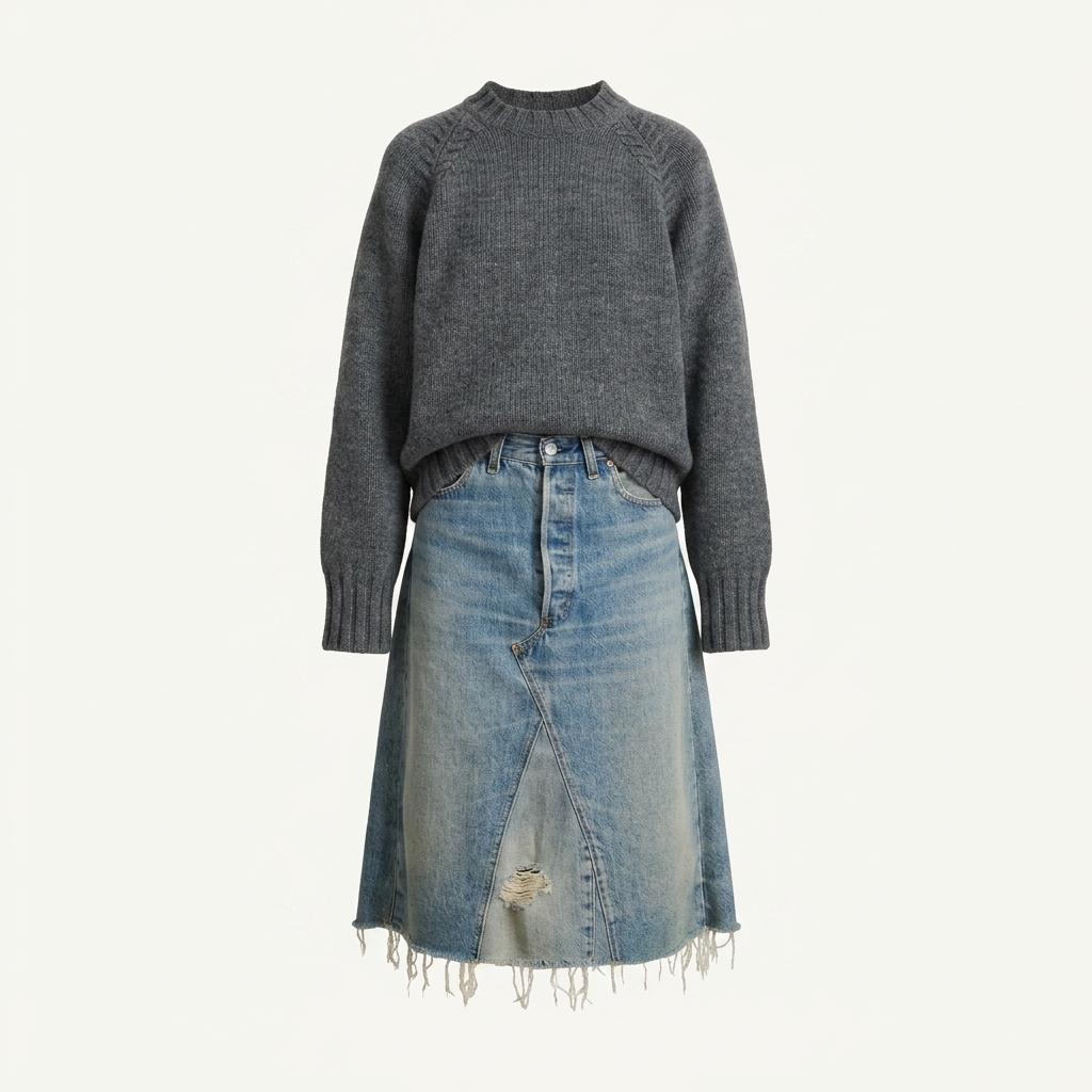 [비사이드] B SIDES VINTAGE INSERT SKIRT-VINTAGE INDIGO 1