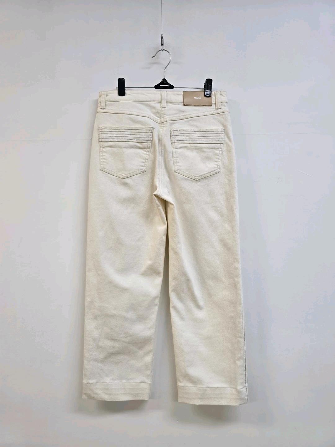 한섬 오브제 은펄사 라인 화이트 데님팬츠 7