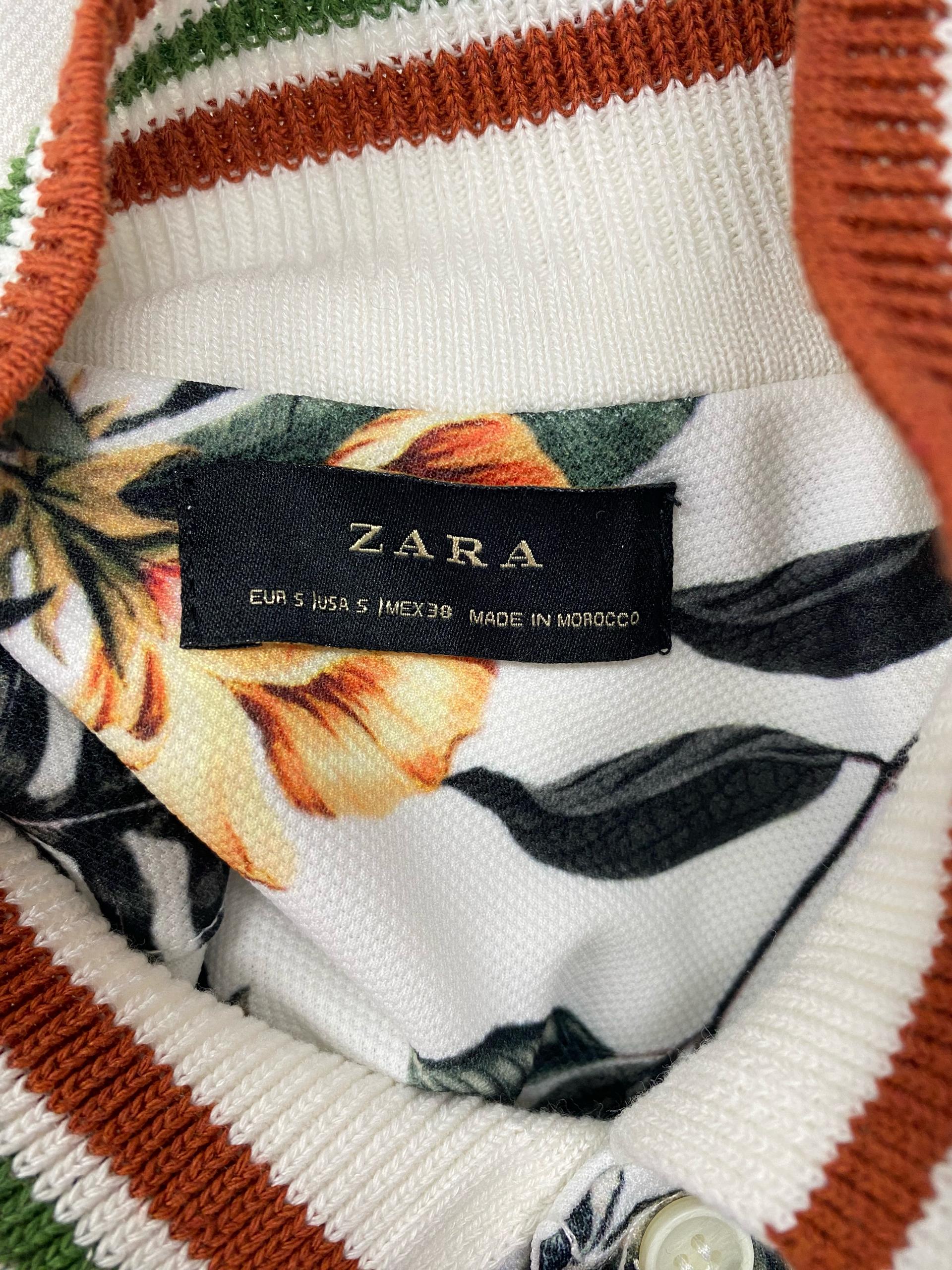자라(Zara) 화이트 정글 테마 폴로 셔츠 180 8