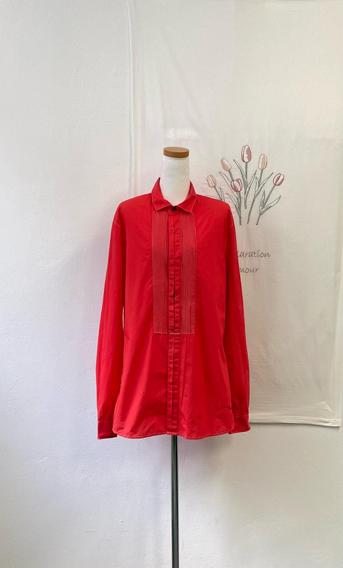 DKNY 레드 핀턱 장식 롱 셔츠 184 2