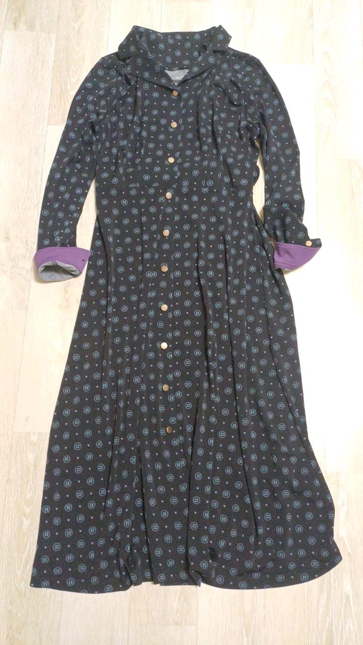 기하학 패턴 카라 롱원피스 블랙 2