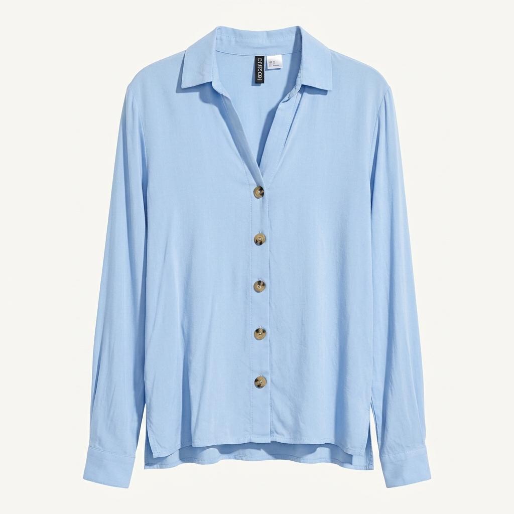 H&M 디바이디드 스카이 블루 긴팔 셔츠 블라우스 1