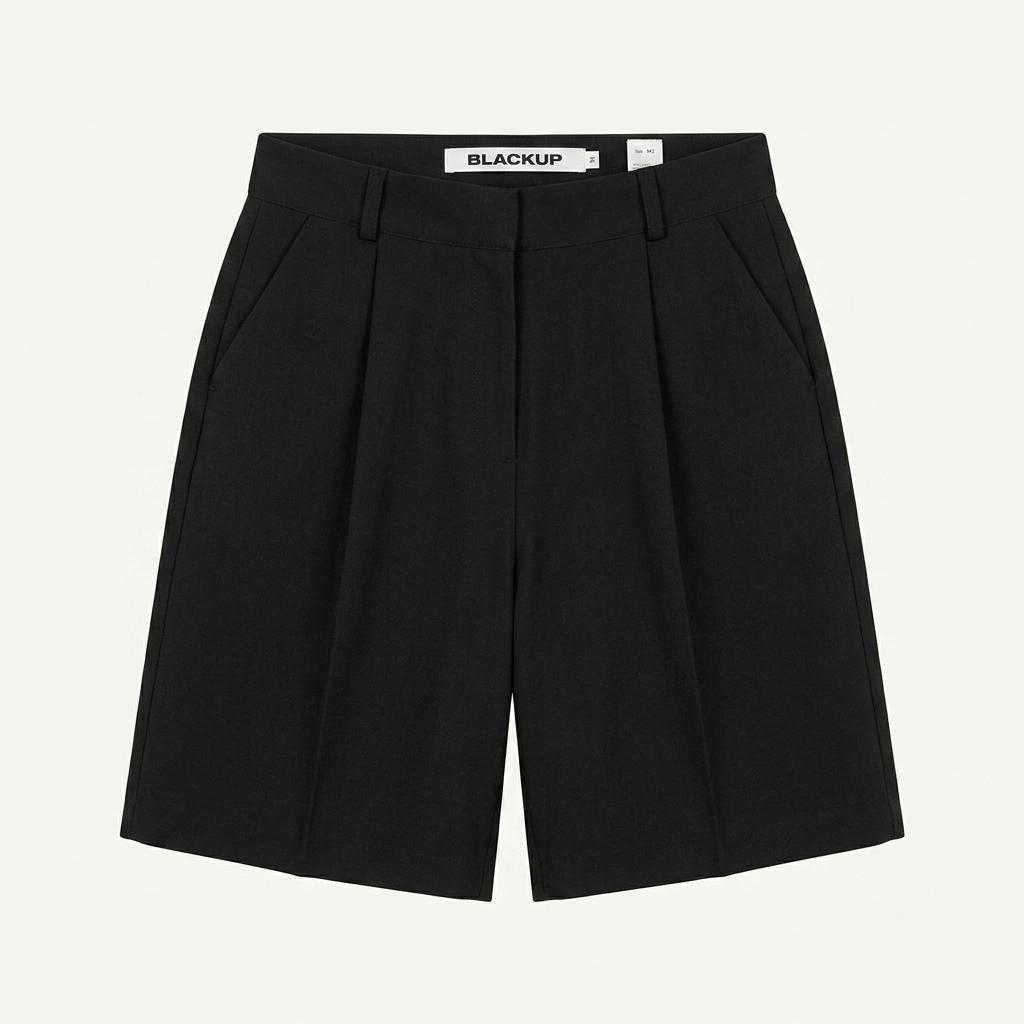 블랙업 베이직 핀턱 5부 슬랙스 반바지