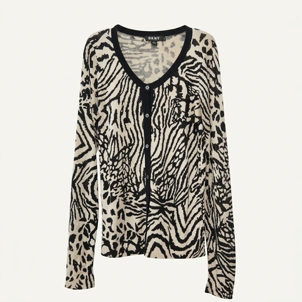 S DKNY 도나카란 지브라 캐시미어 가디건 C925 1