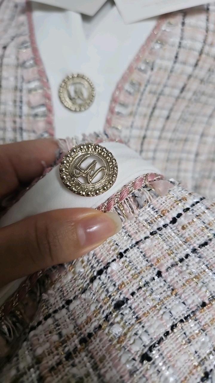 라인 에디션 트위드 카라 롱 원피스 6