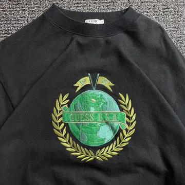 90s USA 게스 센터 자수 빅로고 크루넥 맨투맨 3733 2