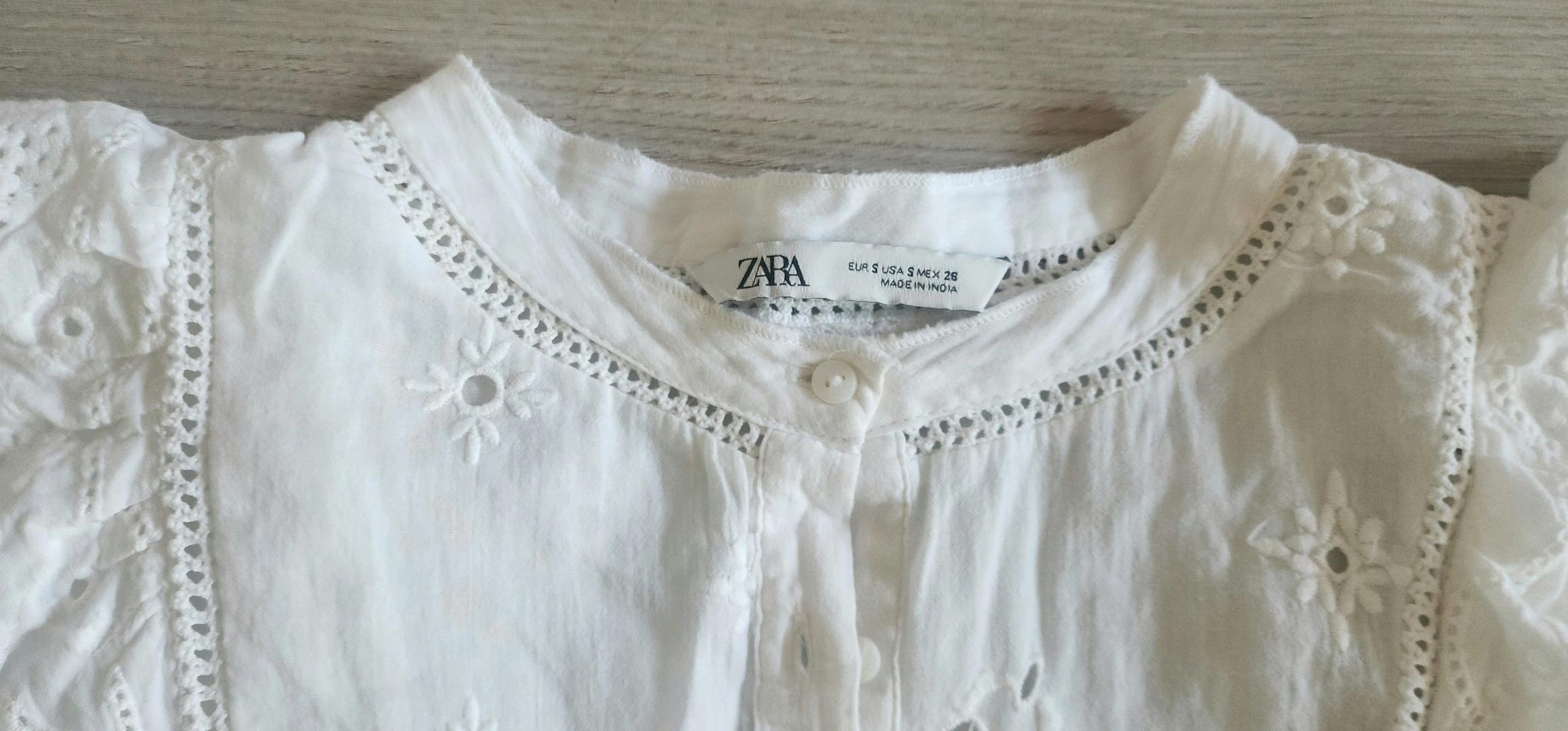 자라 펀칭 자수 러플 블라우스 화이트 4