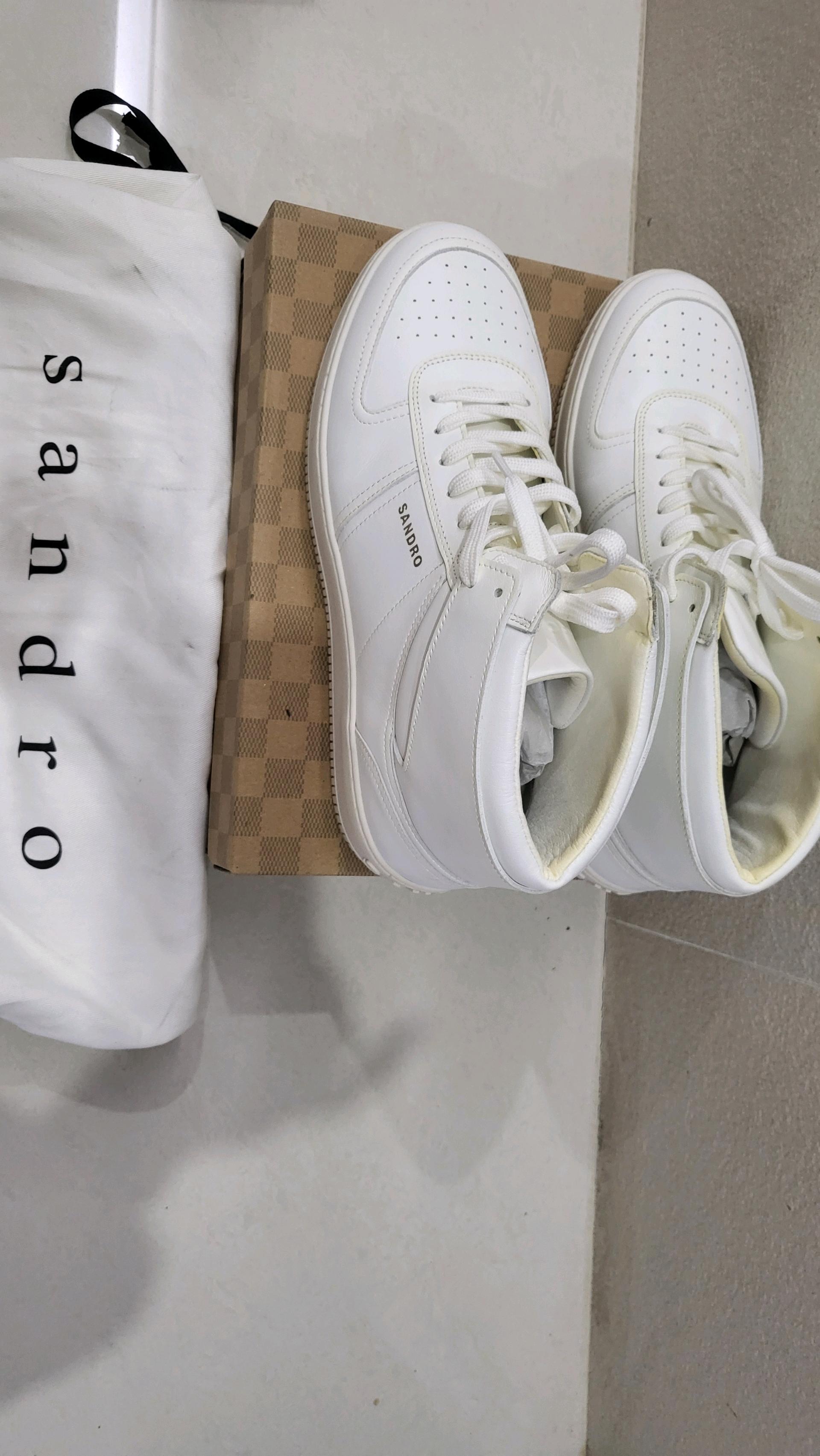 산드로 화이트 레더 하이탑 스니커즈 7