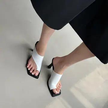 #세일 985 유니크언발 8cm 엄지쪼리 스틸레토 245 올화이트 10
