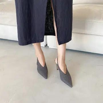 #세일 9247 도트 스틸레토 8cm 슬링백 230 블랙 8
