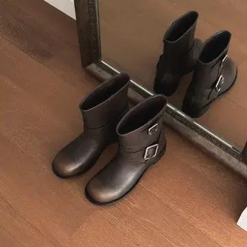 #1113 투버클 바이커 숏부츠 3.5cm 빈티지 앵클부츠 250 브라운 2