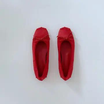 #1051 공단 리본 1cm 플랫슈즈 250 레드 3