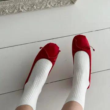 #1051 공단 리본 1cm 플랫슈즈 250 레드 9