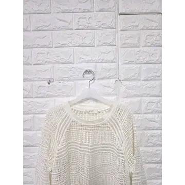 M 르윗 LEWITT 화이트 네트 그물 블라우스 D75 6
