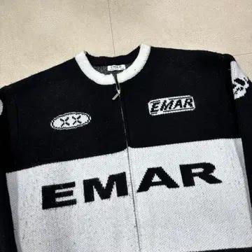 EMAR 블랙 화이트 집업 니트 3