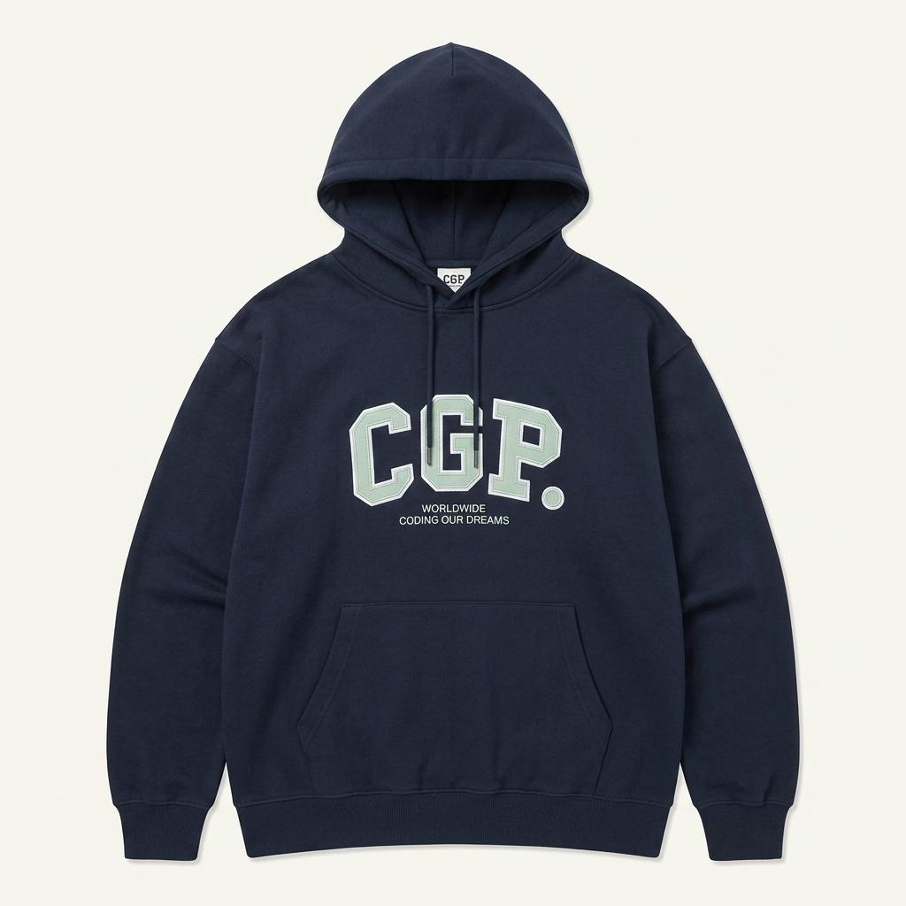 코드그라피 CGP 로고 후드 티셔츠 네이비