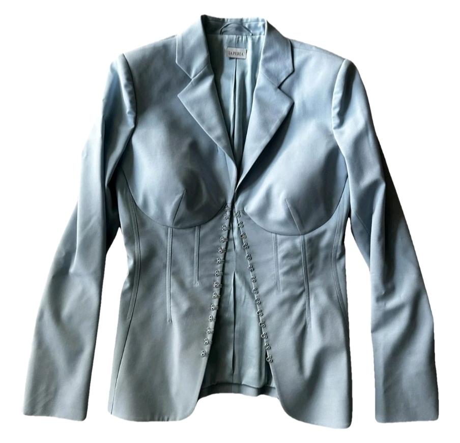 Laperla 라펠라 실크 혼방 코르셋 슬림핏 재킷 스카이블루 6