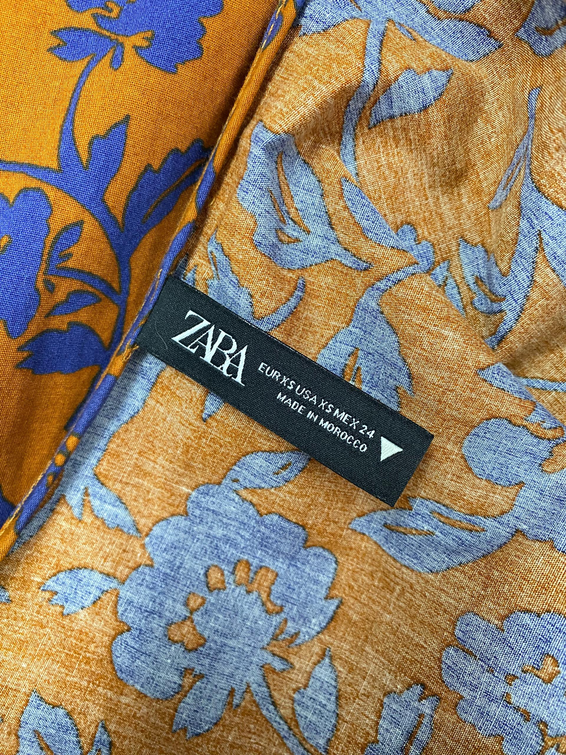 자라(Zara) 브라운 플로럴 프린트 팝린 드레스 9