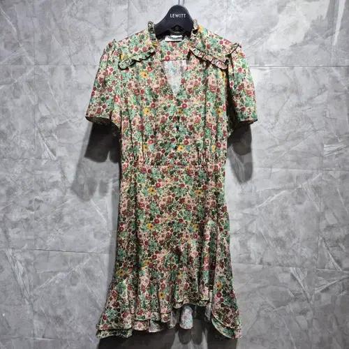 산드로 플라워 패턴 롤 칼라 반팔 원피스 3