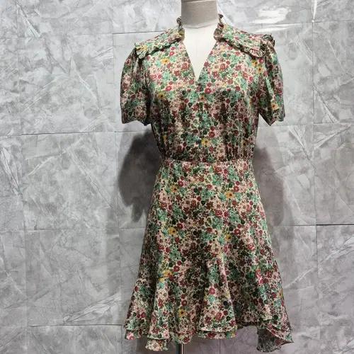 산드로 플라워 패턴 롤 칼라 반팔 원피스 2