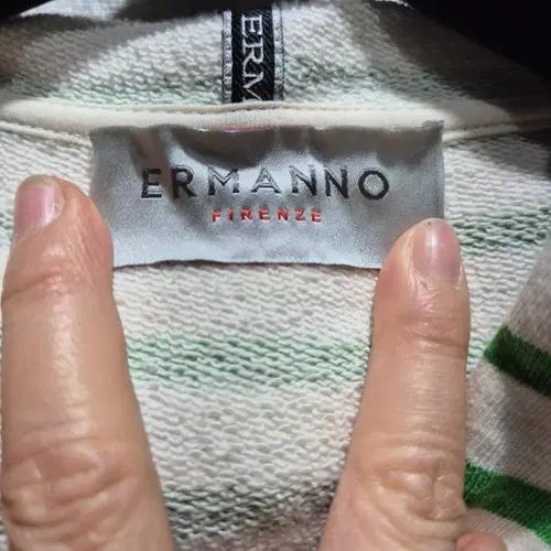 ERMANNO 그린 스트라이프 후드티 레이스 5