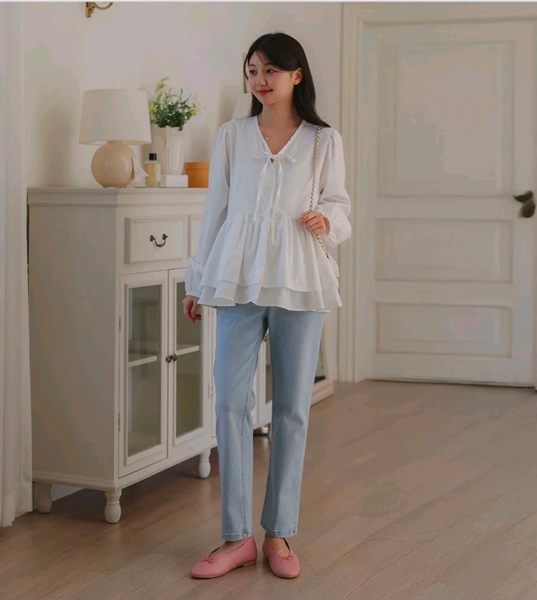 임부복 빅사이즈 밴딩 연청 일자바지 5