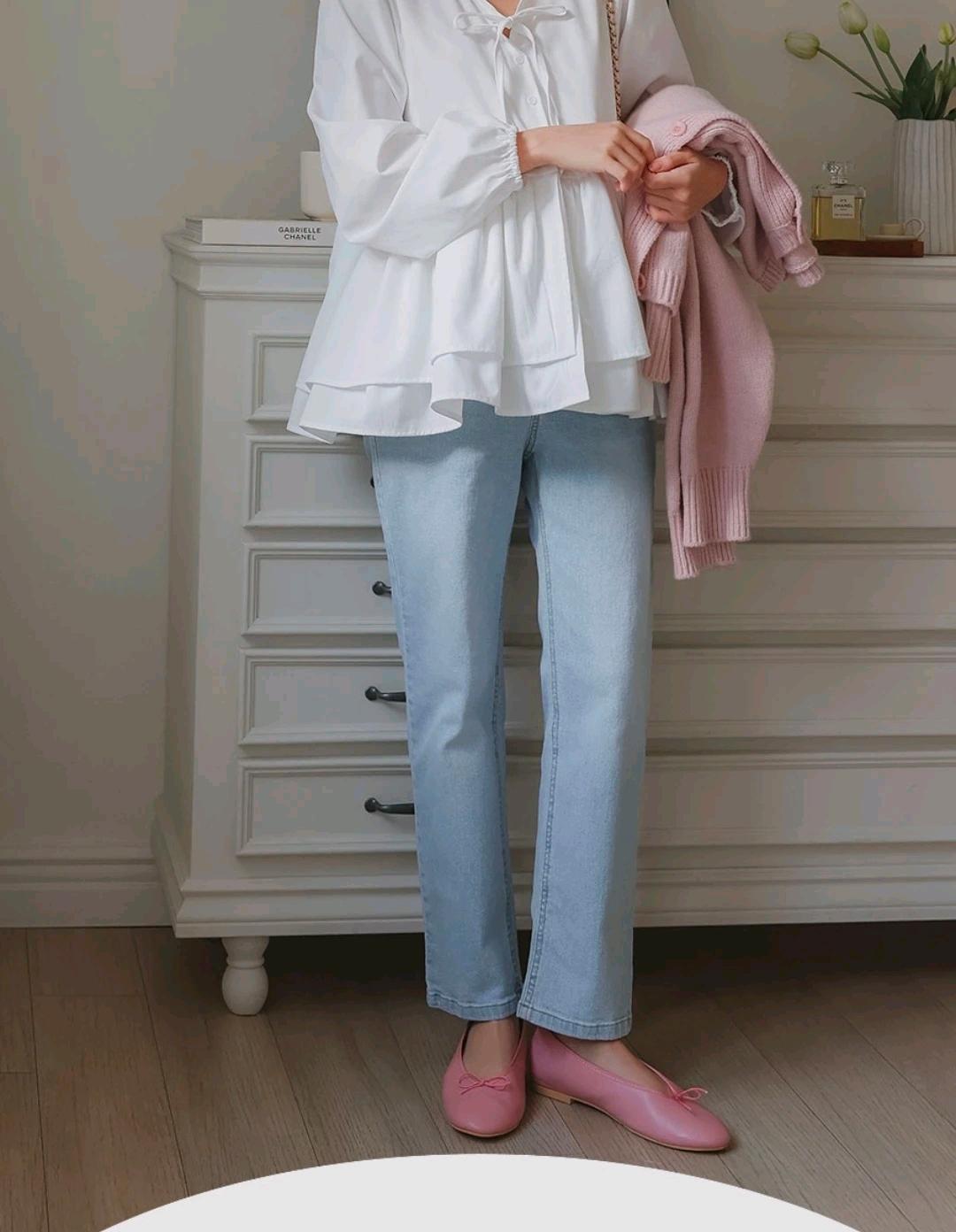 임부복 빅사이즈 밴딩 연청 일자바지 4
