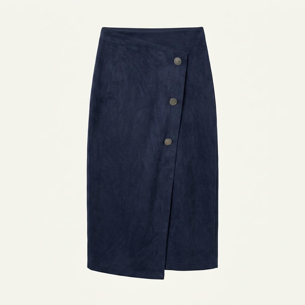 자라 ZARA 네이비 스웨이드 H라인 랩 스커트 1