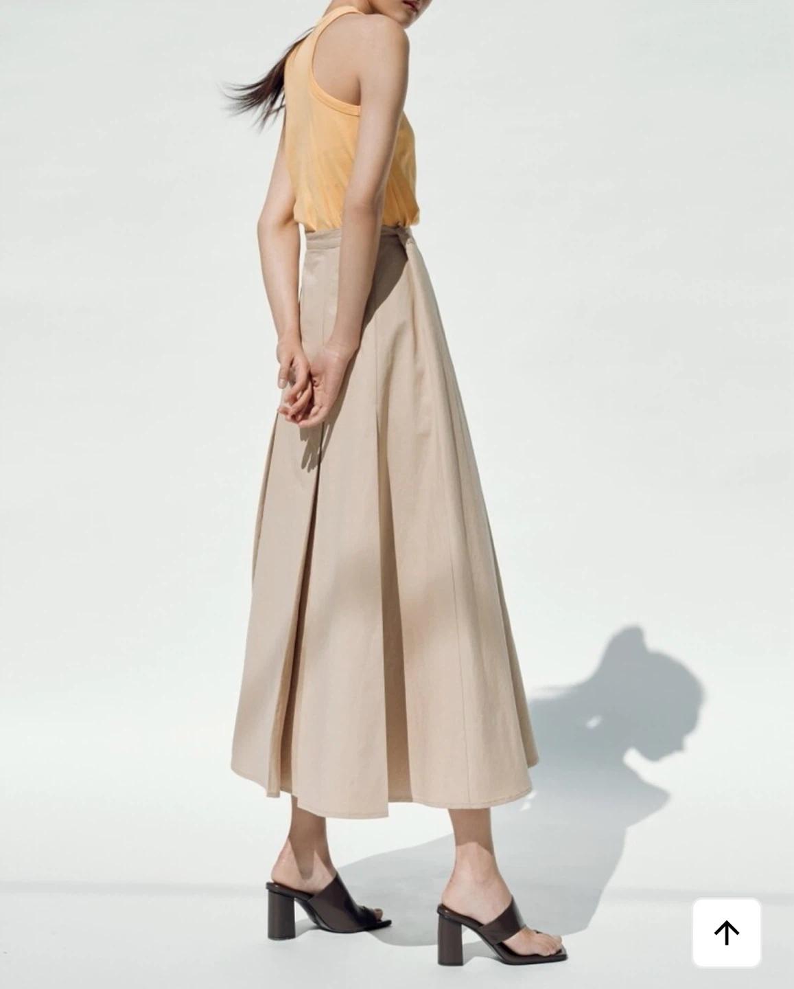 새상품)길트프리 면+린넨 혼방 스커트 BEIGE WRAP SKIRT 3
