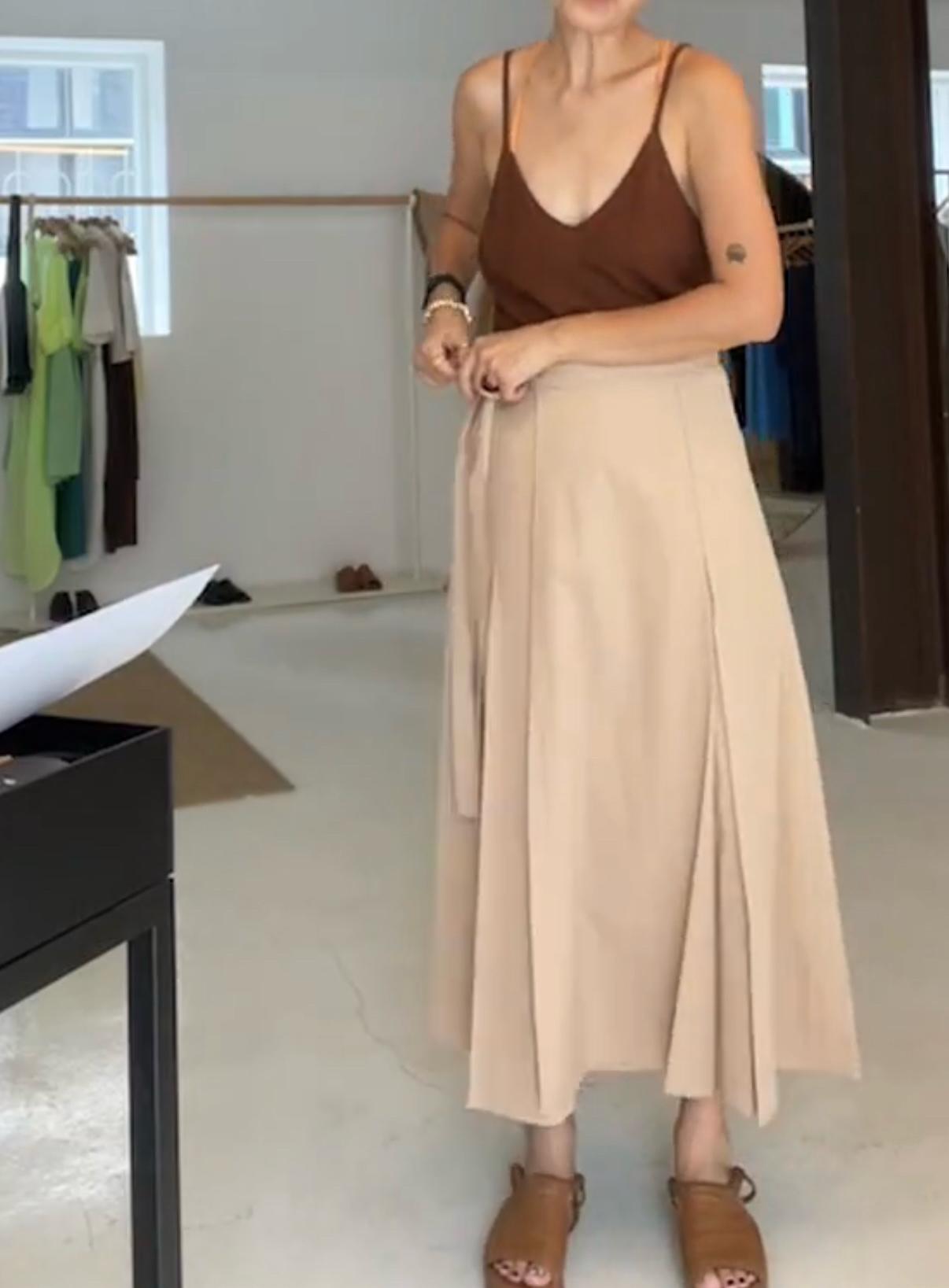 새상품)길트프리 면+린넨 혼방 스커트 BEIGE WRAP SKIRT 10