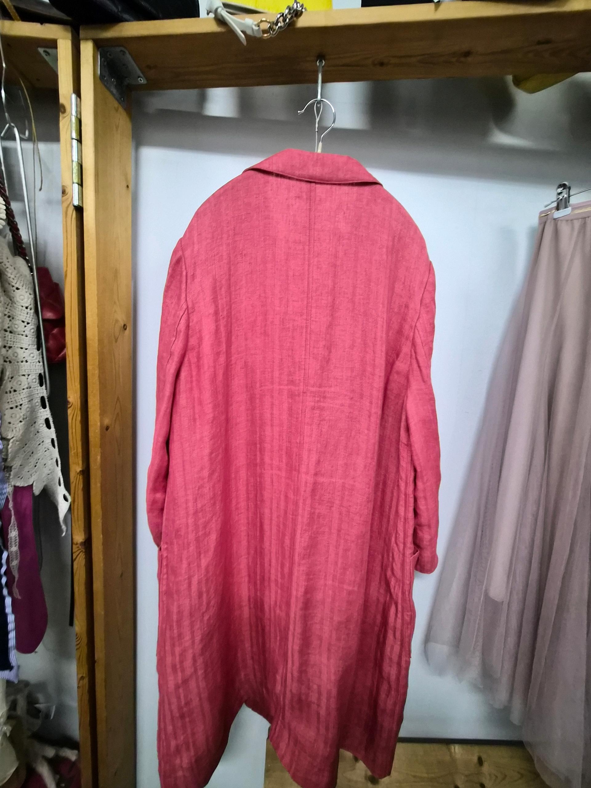 BCBG 린넨 100% 헤링본 롱 싱글 코트 9