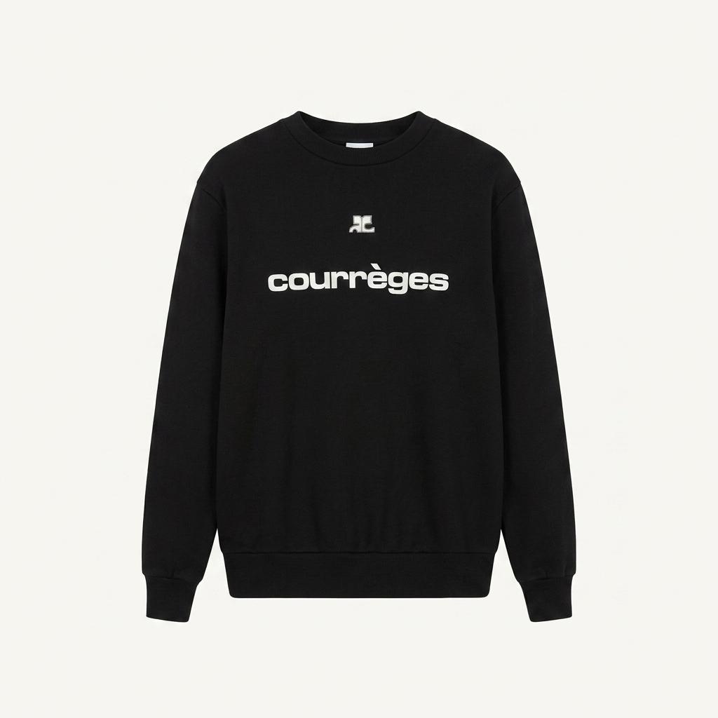 꾸레쥬 로고 레터링 맨투맨 티셔츠 블랙 1