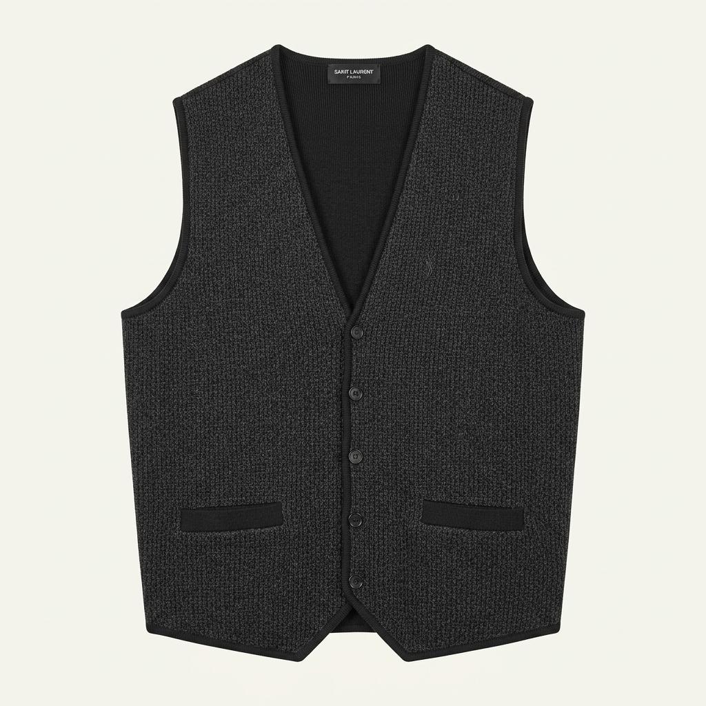 90s YSL 입생로랑 블랙 니트 베스트 3854 1