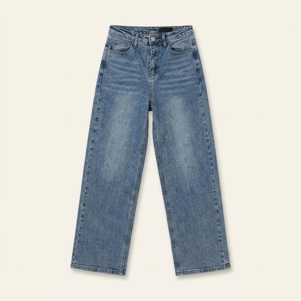 i-BIN JEANS 워싱 와이드 데님 팬츠 블루 1
